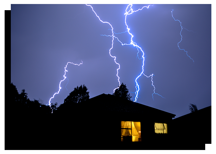 Lightning storm highlighting the importance of installing a whole-home backup generator.